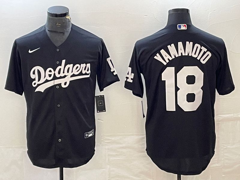 Men Los Angeles Dodgers #18 Yamamoto Black Nike Game MLB Jersey style 1->philadelphia flyers->NHL Jersey